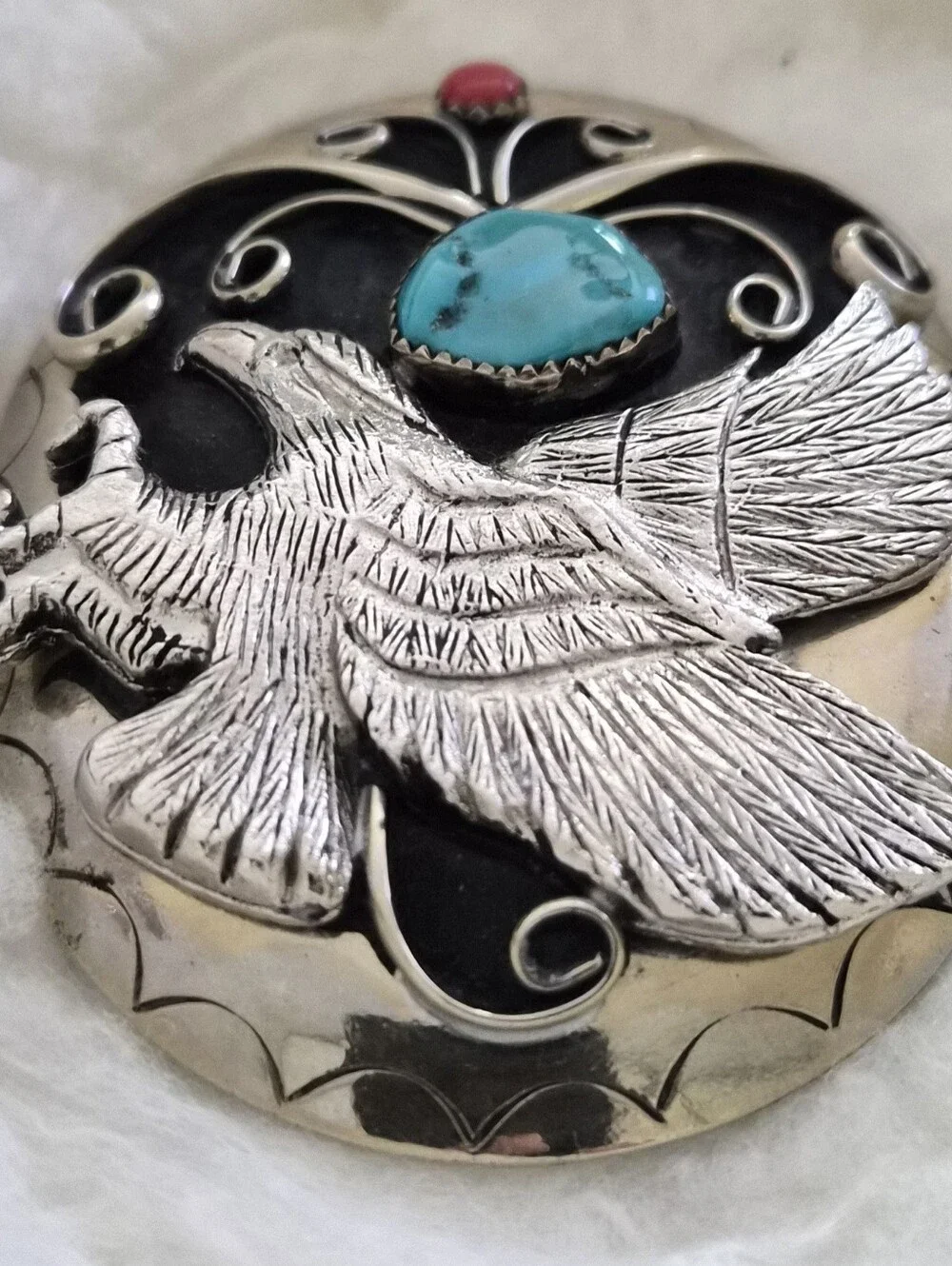 Handcrafted Genuine Turquoise Eagle Belt Buckle – USA